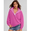image:imageANRABESS Womens Oversized Sweatshirt Mock Neck Henley 2026 Fall OutfitsNeon Peony