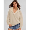 image:imageANRABESS Womens Oversized Sweatshirt Mock Neck Henley 2026 Fall OutfitsParchment