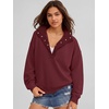 image:imageANRABESS Womens Oversized Sweatshirt Mock Neck Henley 2026 Fall OutfitsWine Red