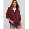 image:imageANRABESS Womens Oversized Sweatshirt Mock Neck Henley 2026 Fall OutfitsWine Red