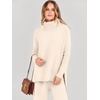 image:imageANRABESS Womens Oversized Turtleneck Sweater SetsBeige