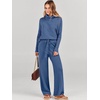 image:imageANRABESS Womens Oversized Turtleneck Sweater SetsBlue