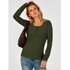 image:imageANRABESS Womens Thermal Shirts Henley Long Sleeve Fleece Tops Basic TeeArmy Green