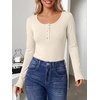 image:imageANRABESS Womens Thermal Shirts Henley Long Sleeve Fleece Tops Basic TeeBeige