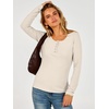image:imageANRABESS Womens Thermal Shirts Henley Long Sleeve Fleece Tops Basic TeeBeige