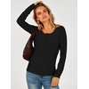 image:imageANRABESS Womens Thermal Shirts Henley Long Sleeve Fleece Tops Basic TeeBlack