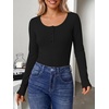 image:imageANRABESS Womens Thermal Shirts Henley Long Sleeve Fleece Tops Basic TeeBlack