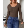 image:imageANRABESS Womens Thermal Shirts Henley Long Sleeve Fleece Tops Basic TeeBrown