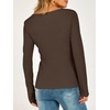 image:imageANRABESS Womens Thermal Shirts Henley Long Sleeve Fleece Tops Basic TeeBrown