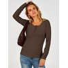 image:imageANRABESS Womens Thermal Shirts Henley Long Sleeve Fleece Tops Basic TeeBrown