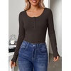 image:imageANRABESS Womens Thermal Shirts Henley Long Sleeve Fleece Tops Basic TeeDeep Brown