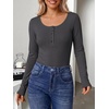 image:imageANRABESS Womens Thermal Shirts Henley Long Sleeve Fleece Tops Basic TeeGrey