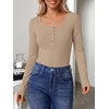 image:imageANRABESS Womens Thermal Shirts Henley Long Sleeve Fleece Tops Basic TeeKhaki