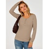 image:imageANRABESS Womens Thermal Shirts Henley Long Sleeve Fleece Tops Basic TeeKhaki