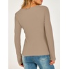 image:imageANRABESS Womens Thermal Shirts Henley Long Sleeve Fleece Tops Basic TeeKhaki