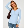 image:imageANRABESS Womens Thermal Shirts Henley Long Sleeve Fleece Tops Basic TeeLight Blue