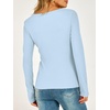 image:imageANRABESS Womens Thermal Shirts Henley Long Sleeve Fleece Tops Basic TeeLight Blue