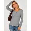 image:imageANRABESS Womens Thermal Shirts Henley Long Sleeve Fleece Tops Basic TeeLight Grey