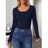 image:imageANRABESS Womens Thermal Shirts Henley Long Sleeve Fleece Tops Basic TeeNavy Blue