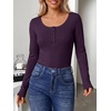 image:imageANRABESS Womens Thermal Shirts Henley Long Sleeve Fleece Tops Basic TeePurple