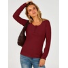 image:imageANRABESS Womens Thermal Shirts Henley Long Sleeve Fleece Tops Basic TeeRed