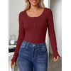 image:imageANRABESS Womens Thermal Shirts Henley Long Sleeve Fleece Tops Basic TeeRed