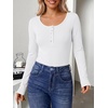 image:imageANRABESS Womens Thermal Shirts Henley Long Sleeve Fleece Tops Basic TeeWhite