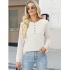 image:imageANRABESS Womens Waffle Knit Henley Top Long Sleeve ShirtsBeige