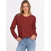image:imageANRABESS Womens Waffle Knit Henley Top Long Sleeve ShirtsBirck Red