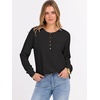 image:imageANRABESS Womens Waffle Knit Henley Top Long Sleeve ShirtsBlack