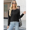 image:imageANRABESS Womens Waffle Knit Henley Top Long Sleeve ShirtsBlack