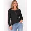 image:imageANRABESS Womens Waffle Knit Henley Top Long Sleeve ShirtsBlack