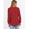 image:imageANRABESS Womens Waffle Knit Henley Top Long Sleeve ShirtsBright Red