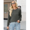 image:imageANRABESS Womens Waffle Knit Henley Top Long Sleeve ShirtsDeep Army Green