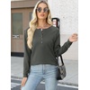 image:imageANRABESS Womens Waffle Knit Henley Top Long Sleeve ShirtsDeep Army Green
