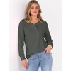 image:imageANRABESS Womens Waffle Knit Henley Top Long Sleeve ShirtsDeep Army Green
