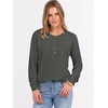 image:imageANRABESS Womens Waffle Knit Henley Top Long Sleeve ShirtsDeep Army Green