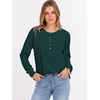 image:imageANRABESS Womens Waffle Knit Henley Top Long Sleeve ShirtsDeep Green
