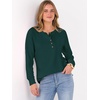image:imageANRABESS Womens Waffle Knit Henley Top Long Sleeve ShirtsDeep Green