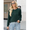 image:imageANRABESS Womens Waffle Knit Henley Top Long Sleeve ShirtsDeep Green