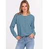 image:imageANRABESS Womens Waffle Knit Henley Top Long Sleeve ShirtsDusty Blue