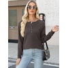 image:imageANRABESS Womens Waffle Knit Henley Top Long Sleeve ShirtsLight Brown