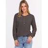 image:imageANRABESS Womens Waffle Knit Henley Top Long Sleeve ShirtsLight Brown