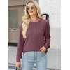 image:imageANRABESS Womens Waffle Knit Henley Top Long Sleeve ShirtsMauve