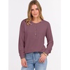 image:imageANRABESS Womens Waffle Knit Henley Top Long Sleeve ShirtsMauve