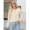 image:imageANRABESS Womens Waffle Knit Henley Top Long Sleeve ShirtsParchment