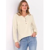 image:imageANRABESS Womens Waffle Knit Henley Top Long Sleeve ShirtsParchment