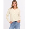 image:imageANRABESS Womens Waffle Knit Henley Top Long Sleeve ShirtsParchment