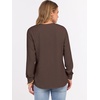 image:imageANRABESS Womens Waffle Knit Henley Top Long Sleeve ShirtsRed Brown