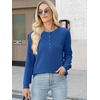 image:imageANRABESS Womens Waffle Knit Henley Top Long Sleeve ShirtsRoyal Blue